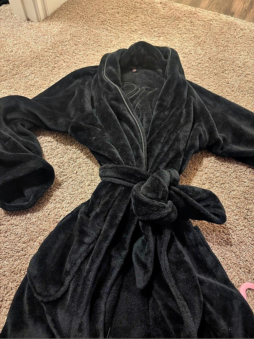 Victoria's Secret Cozy Plush Logo Robe Black Size Medium